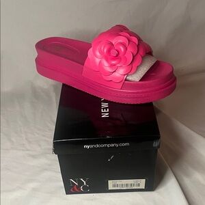 New York & Company Pink Floral Slide Sandals